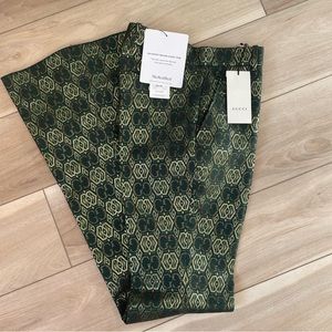 GUCCI green jacquard flare leg trouser